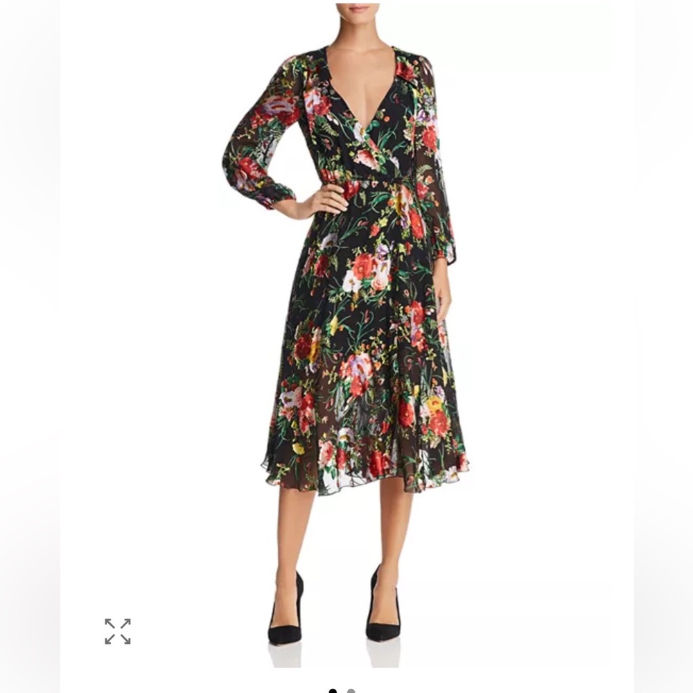 Alice + Olivia Abney Floral Burnout Wrap Dress